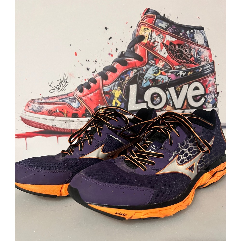 Mizuno Wave Inspire 11 Mens 11 Purple Orange Excellent J1GC154404 Running Shoes